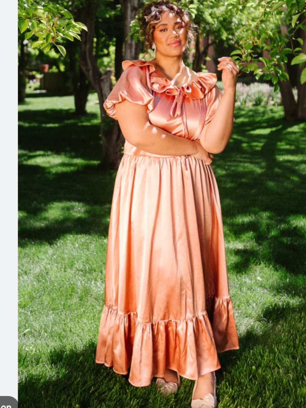 IVY City Co NWT Billie Amber Chiffon Ruffle Maxi Dress size 28W